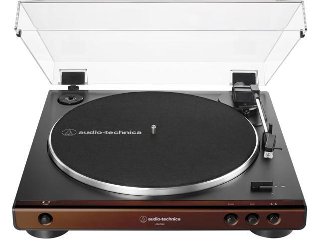 Audio-Technica AT-LP60X-BW Fully Automatic 2-Speed Belt-Drive Turntable with Audio Technica AT-SP3X Powered Bookshelf Speakers (2018)