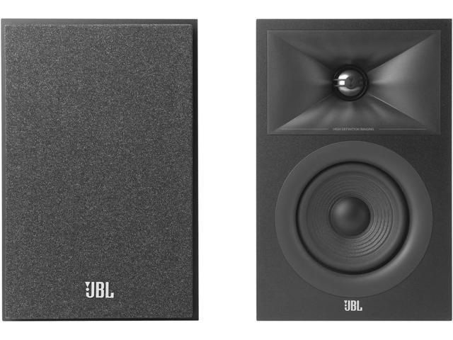 JBL STAGE-240B-BLK 2-Way 4.5' Bookshelf Loudspeakers with STAGE-FS-BLK Floorstands (2025)
