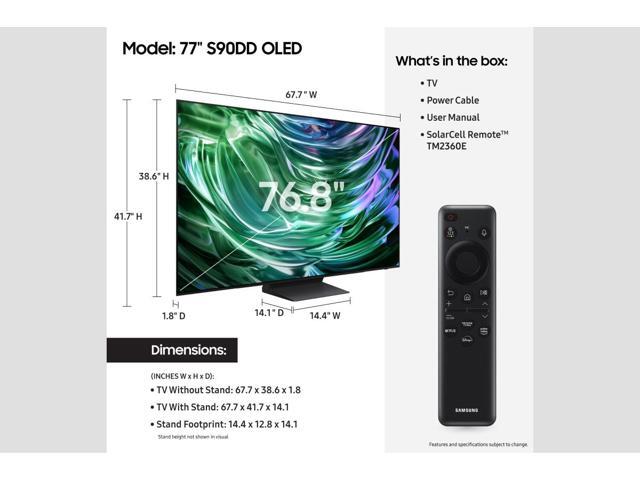 Samsung QN77S90DDFXZA 77' 4K OLED Smart TV with Dolby Atmos (2024)