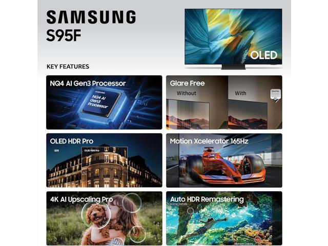 SAMSUNG 65-Inch Class OLED S95F 4K Glare Free Smart TV NQ4 AI Gen3 Processor, OLED HDR Pro, Motion Xcelerator 164Hz, Dolby Atmos Bundle with an...