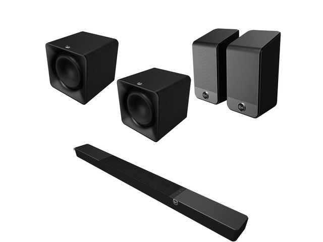 Klipsch FLEXUS-300-SOUNDBAR 5.1.2 Sound Bar Ebony with 2 Klipsch FLEXUS-20-SUB Compact Wireless 12 Subwoofers and Klipsch FLEXUS-200-SURROUND...