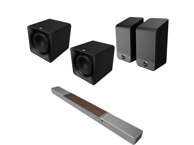 Klipsch FLEXUS-300-SOUNDBAR 5.1.2 Sound Bar Walnut with 2 Klipsch FLEXUS-20-SUB Compact Wireless 12 Subwoofers and Klipsch FLEXUS-200-SURROUND...
