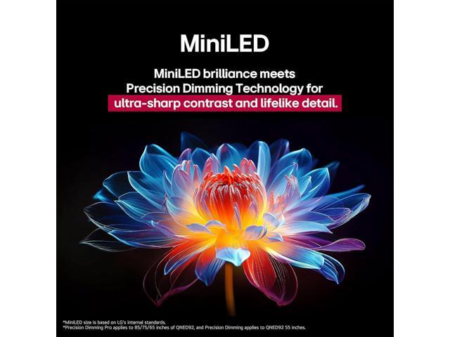 LG 65QNED92AUA 65 Inch 4K QNED Mini LED evo AI Smart TV with a Walts Medium Full Motion Mount and Amber Protection 3-OUTLET-SURGE Surge Protector...