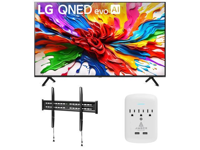 LG 65QNED92AUA 65 Inch 4K QNED Mini LED evo AI Smart TV with a Walts FIXED-MOUNT-43-90 Mount and Amber Protection 3-OUTLET-SURGE Surge Protector...