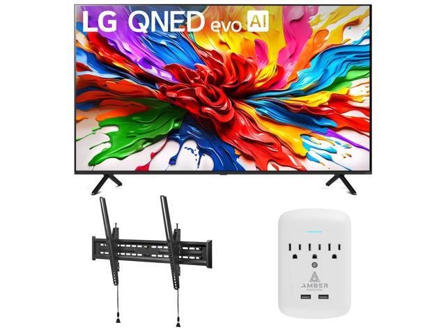 LG 65QNED92AUA 65 Inch 4K QNED Mini LED evo AI Smart TV with a Walts TILT-MOUNT-43-90 Large/XL Tilt Mount and Amber Protection 3-OUTLET-SURGE Surge...