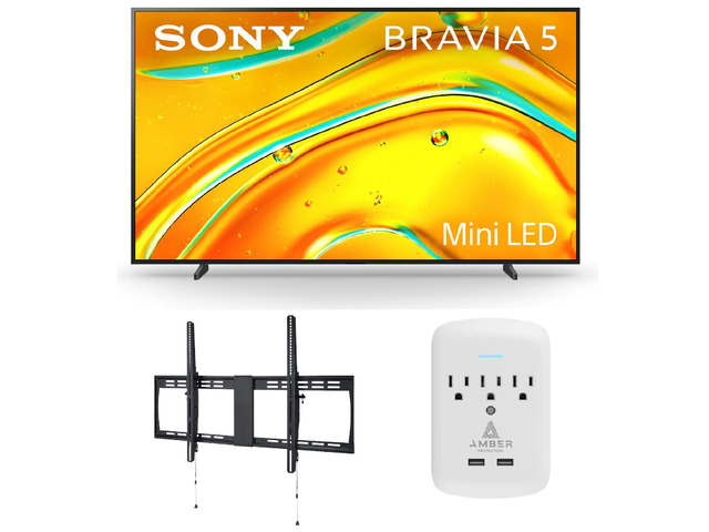 Sony K98XR50 98 Inch Bravia Mini LED 4K HDR Google TV with a Walts XXL-TILT-MOUNT Tilting Mount and Amber Protection 3-OUTLET-SURGE Surge Protector...