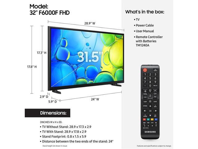 Samsung UN32F6000FFXZA 32 Inch FHD Smart TV with Mega Contrast with a 2 Year Amber Protection Plan (2025)