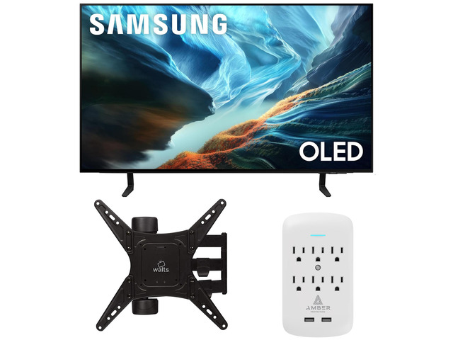Samsung QN42S90HAEXZA 42' S90H Series OLED 4K UHD Smart Vision AI TV with a Walts Medium Full Motion Mount and Amber Protection 6-OUTLET-SURGE...