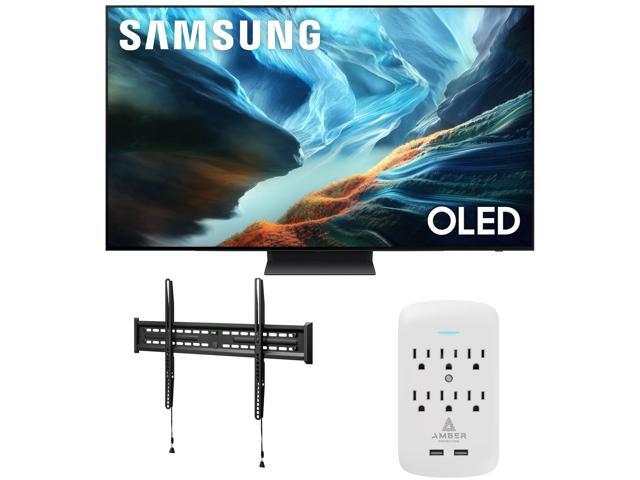 Samsung QN83S90HAEXZA 83' S90H Series OLED 4K UHD Smart Vision AI TV with a Walts FIXED-MOUNT-43-90 Mount and Amber Protection 6-OUTLET-SURGE Surge...