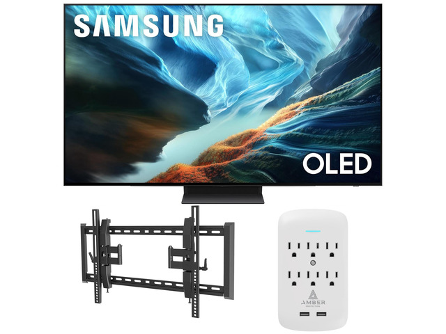 Samsung QN55S90HAEXZA 55' S90H Series OLED 4K UHD Smart Vision AI TV with a Walts TILT-EXTENSION-37-90 Tilt Mount and Amber Protection...