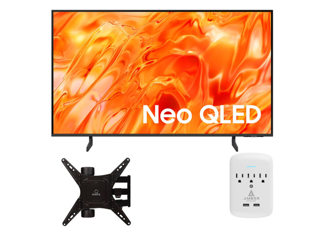 Samsung QN50QN70HAFXZA 50' NeoQLED Smart TV with 4K Upscaling with a Walts TV Medium Full Motion Mount for 32'-65' Compatible TVs and an Amber...