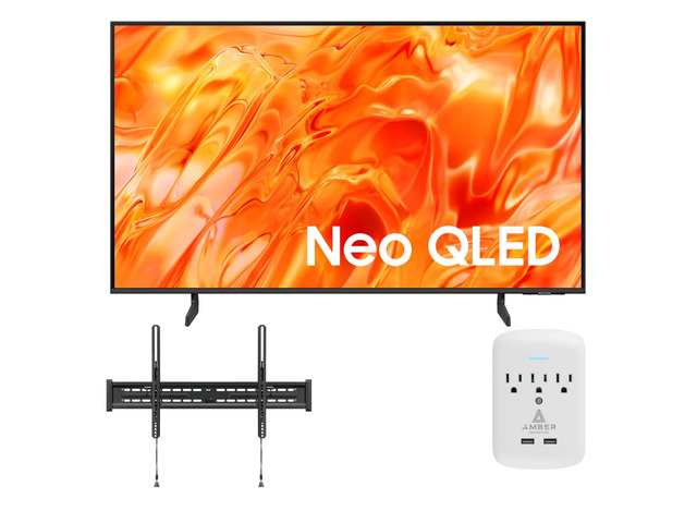 Samsung QN50QN70HAFXZA 50' NeoQLED Smart TV with a Walts TV TILT-MOUNT-43-90 Large/XL Tilt Mount for 43'-98' Compatible TVs and an Amber Protection...