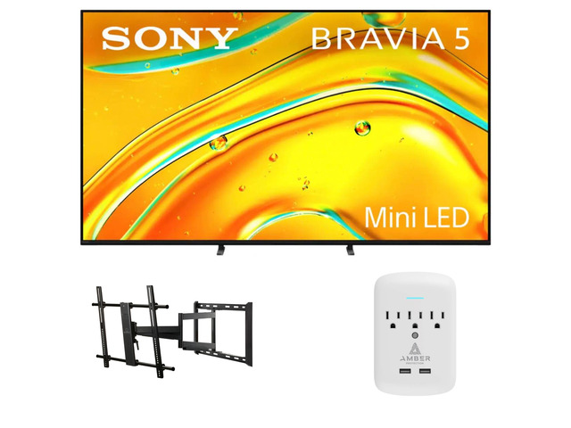 Sony K-65XR50 65' TV with FULL-MOTION-MOUNT-43-90 and 3-OUTLET-SURGE (2025)