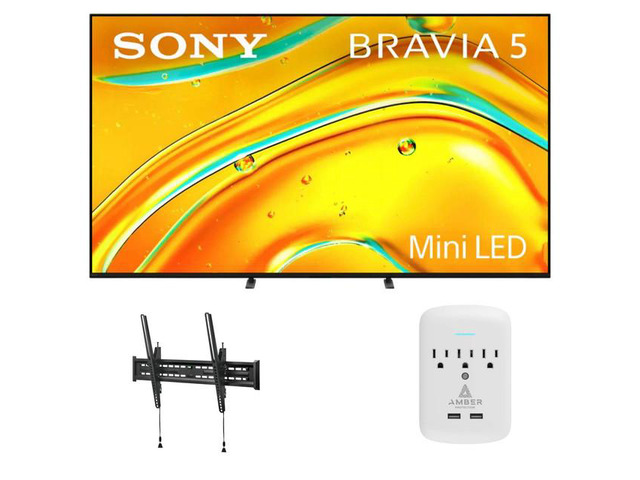 Sony K-85XR50 85' TV with TILT-MOUNT-43-90 and 3-OUTLET-SURGE (2025)