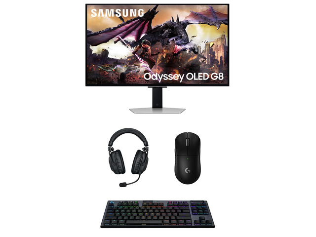 Samsung 32DG8 32' Odyssey G80SD 4k UHD Smart Gaming Monitor with PRO-X-2-LIGHTSPEED Headset, G915 Keyboard, and PRO-X-2-SUPERLIGHT Mouse (2024)