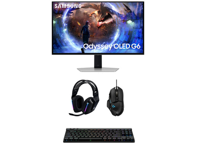 Samsung LS27DG602SNXZA 27' G60SD Odyssey OLED QHD 360Hz Gaming Monitor with G733 Headset, G515 Keyboard, and G502 Mouse (2024)