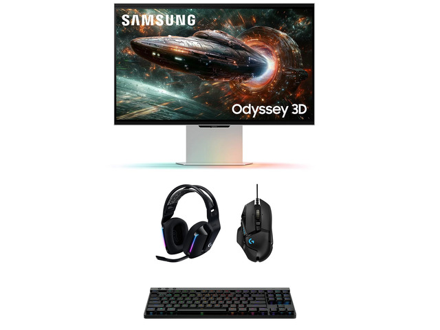 Samsung LS27FG900XNXZA G90XF 27' Odyssey 3D 4K 165Hz Gaming Monitor with G733 Headset, G515 Keyboard, and G502 Mouse (2025)