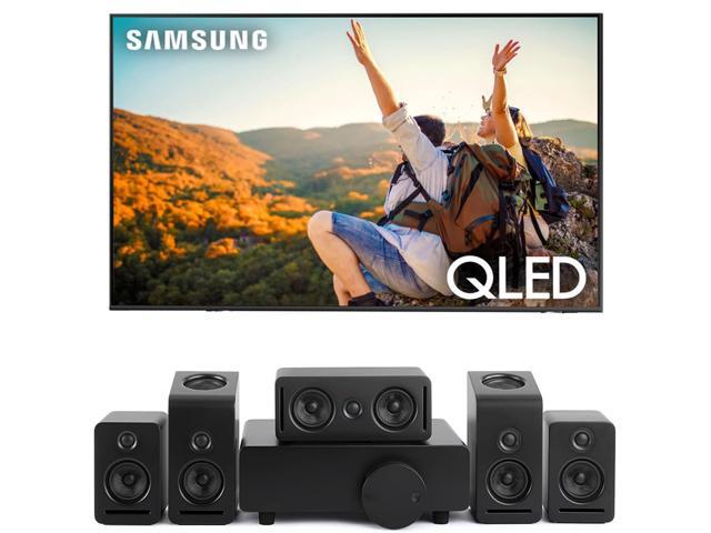 Samsung QN75Q80CAFXZA 75' 4K QLED Direct Full Array with Dolby Smart TV with a Platin MONACO-5-1-2-SOUNDSEND 5.1.2Ch Speakers with WiSA SoundSend.