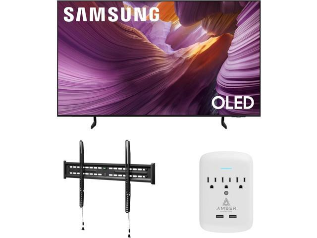Samsung QN55S85FAFXZA 55 Inch OLED HDR 4K Smart TV with a Walts TV FIXED-MOUNT-43-90 TV Mount for 43'-98' TVs and Amber Protection 3-OUTLET-SURGE...