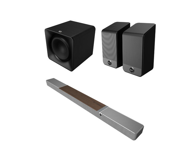 Klipsch FLEXUS-300-SOUNDBAR 5.1.2 Sound Bar Walnut with Klipsch FLEXUS-20-SUB Compact Wireless 12 Subwoofer and Klipsch FLEXUS-200-SURROUND...