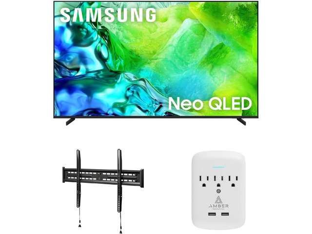 Samsung QN85QN80H TV with FIXED-MOUNT-43-90 and 3-OUTLET-SURGE (2026)