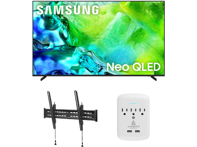 Samsung QN85QN80H TV with TILT-MOUNT-43-90 and 3-OUTLET-SURGE (2026)