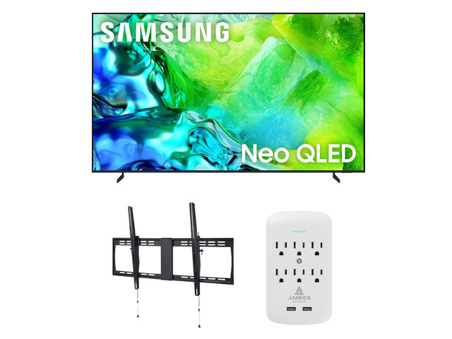 Samsung QN100QN80H TV with XXL-TILT-MOUNT and 6-OUTLET-SURGE (2026)