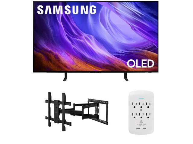 Samsung QN55S85HAEXZA 55' 4K OLED Smart TV with Dolby Atmos with a Walts TV XL-FULL-MOTION-MOUNT for 43 -90' Compatible TVs and an Amber Protection...