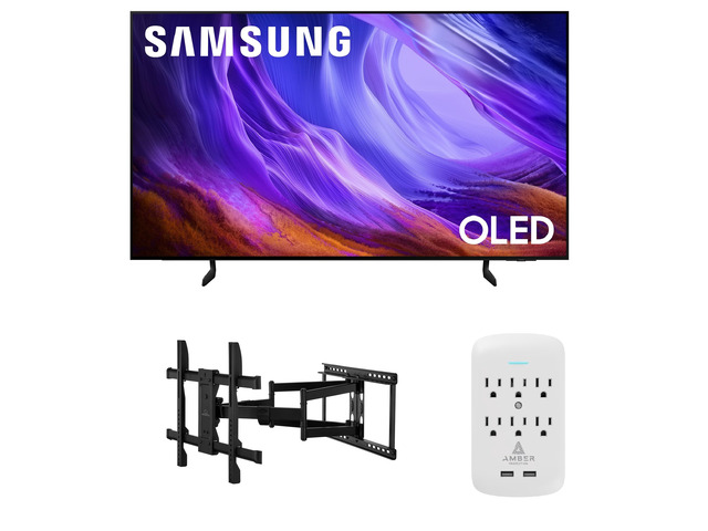 Samsung QN83S85HAEXZA 83' 4K OLED Smart TV with Dolby Atmos with a Walts TV XL-FULL-MOTION-MOUNT for 43 -90' Compatible TVs and an Amber Protection...