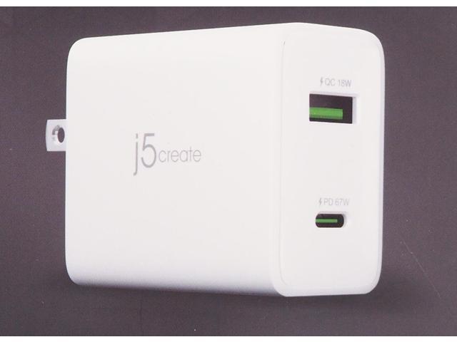 j5create - 67W GaN USB-C® 2-Port Charger - White - image 3