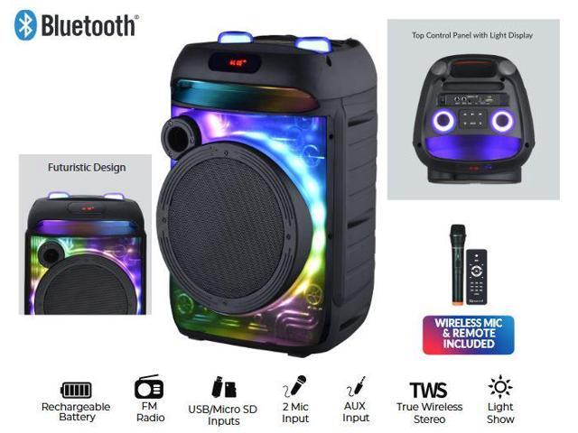 Supersonic IQ Sound Cyber Flex 8' Portable Bluetooth Speaker w/ TWS LED Light, Wireless Mic USB/SD/FM/AUX IQ-5908DJBT
