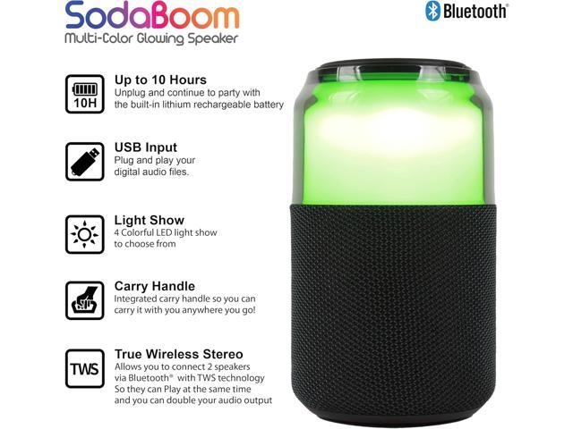 Supersonic SC-2335BT SodaBoom Multi-Color Glowing Portable Bluetooth Speaker Black