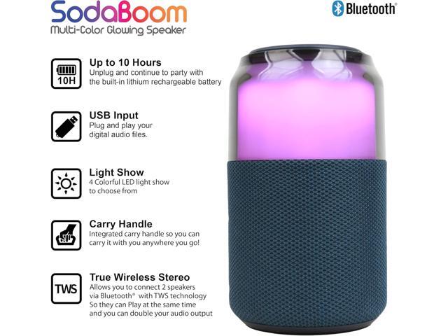 Supersonic SC-2335BT SodaBoom Multi-Color Glowing Portable Bluetooth Speaker Blue