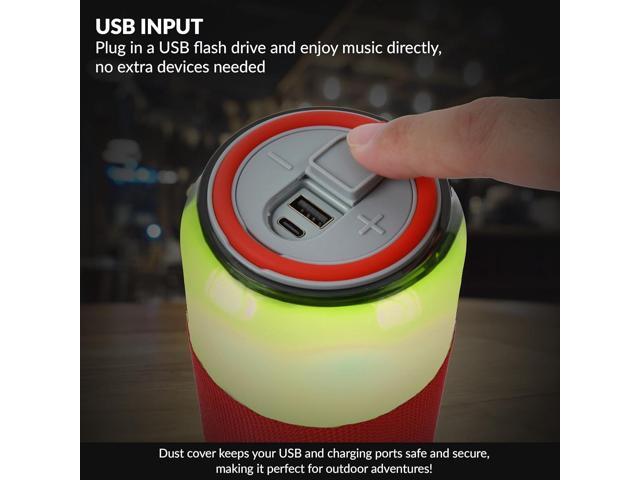 Supersonic SC-2335BT SodaBoom Multi-Color Glowing Portable Bluetooth Speaker Red