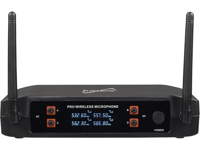 Supersonic SC-909 2.4G 4 Channel Wireless Microphone System 160FT Range, Crystal Clear Sound