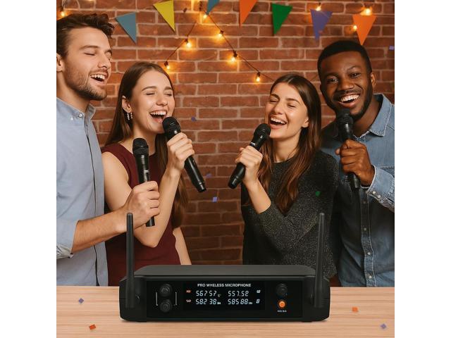 Supersonic SC-909 2.4G 4 Channel Wireless Microphone System 160FT Range, Crystal Clear Sound