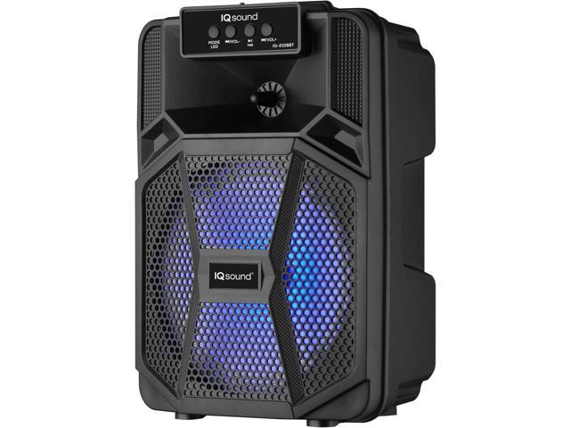 Supersonic IQ Sound IQ-2108BT Cyber Flex8 8' Portable Bluetooth Speaker w/TWS, LED Lights, USB/SD/AUX/Mic/FM, 5W RMS, 1200mAh