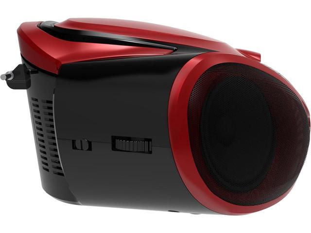 Supersonic SC-726BT Portable CD Player AM/FM Radio Bluetooth LED AC/DC Red Top-Loading