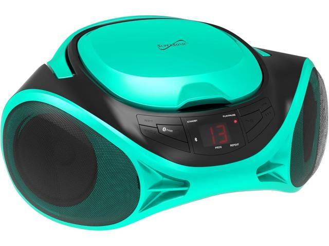 Supersonic SC-726BT Portable CD Player AM/FM Radio Bluetooth LED AC/DC Teal