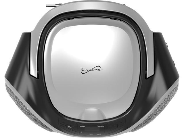 Supersonic SC-726BT Portable CD Player AM/FM Radio Bluetooth LED AC/DC Silver
