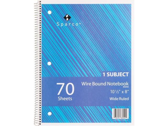 Sparco Notebooks 1 Subject 10-1/2'x8' Wide Ruled 70 Sht AST 83250