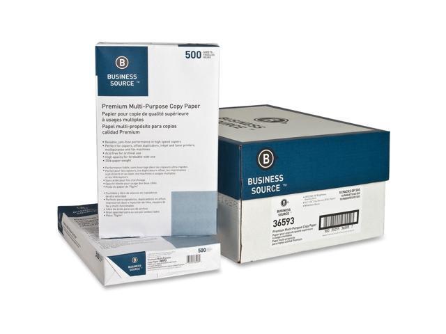 Business Source Multipurpose Paper 20lb. 92 Bright 8-1/2'x14' 10RM/CT White 36593