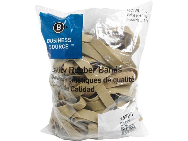 Business Source Rubber Bands Size 105 1 lb./BG 5'x5/8' Natural Crepe 15726