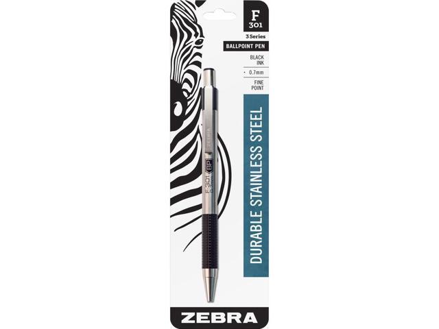 Zebra Ballpoint Pen Refillable .7mm Stainless Steel/Black 27111