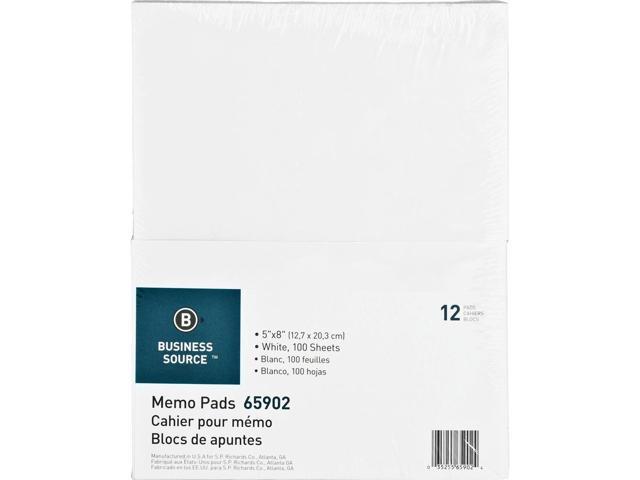 Business Source Memo Pads Unruled 15lb. 5'x8' 100 Sheets White 65902