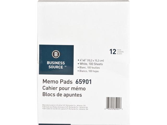 Business Source Memo Pads Unruled 15lb. 4'x6' 100 Sheets White 65901