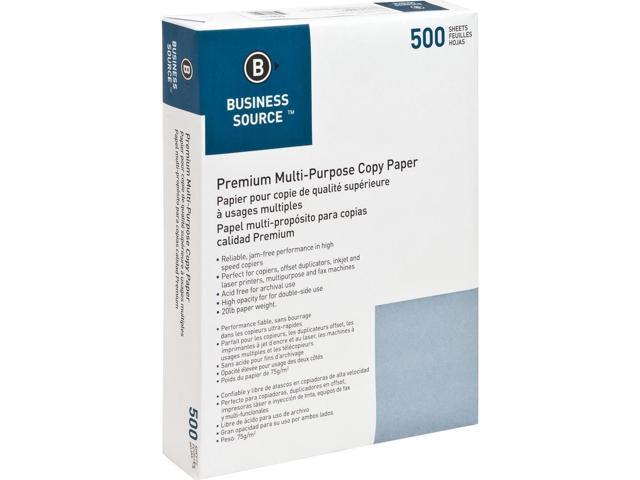 Business Source Multipurpose Paper 20lb. 92 Bright 8-1/2'x11' 5RM/CT White 32125