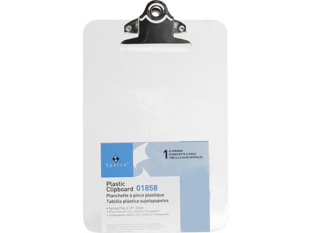 Business Source Clipboard Plastic w/Spring Clip 6'x9' Clear 01858