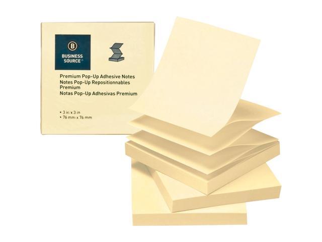 Business Source Pop-up Adhesive Note Pads 3'x3' 100 Sh 24/PK Yellow 36617
