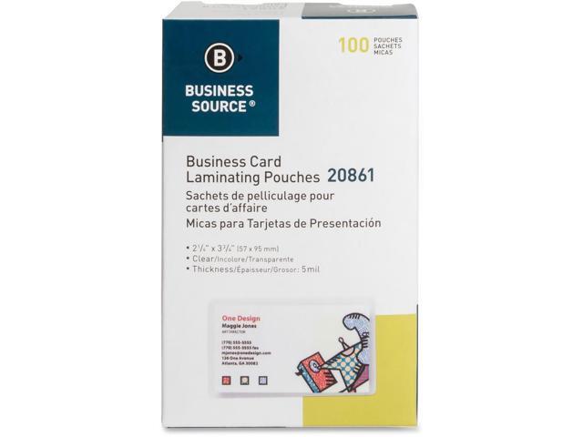 Business Source Laminating Pouch Bus Card 5Mil 2-1/4'x3-3/4' 100/BX CL 20861